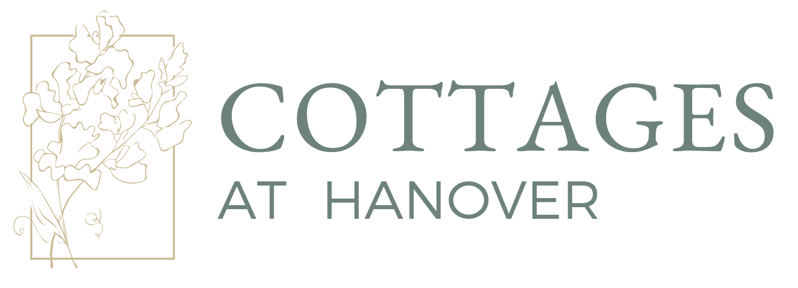 A logo for cottages at Hanover with a floral design.